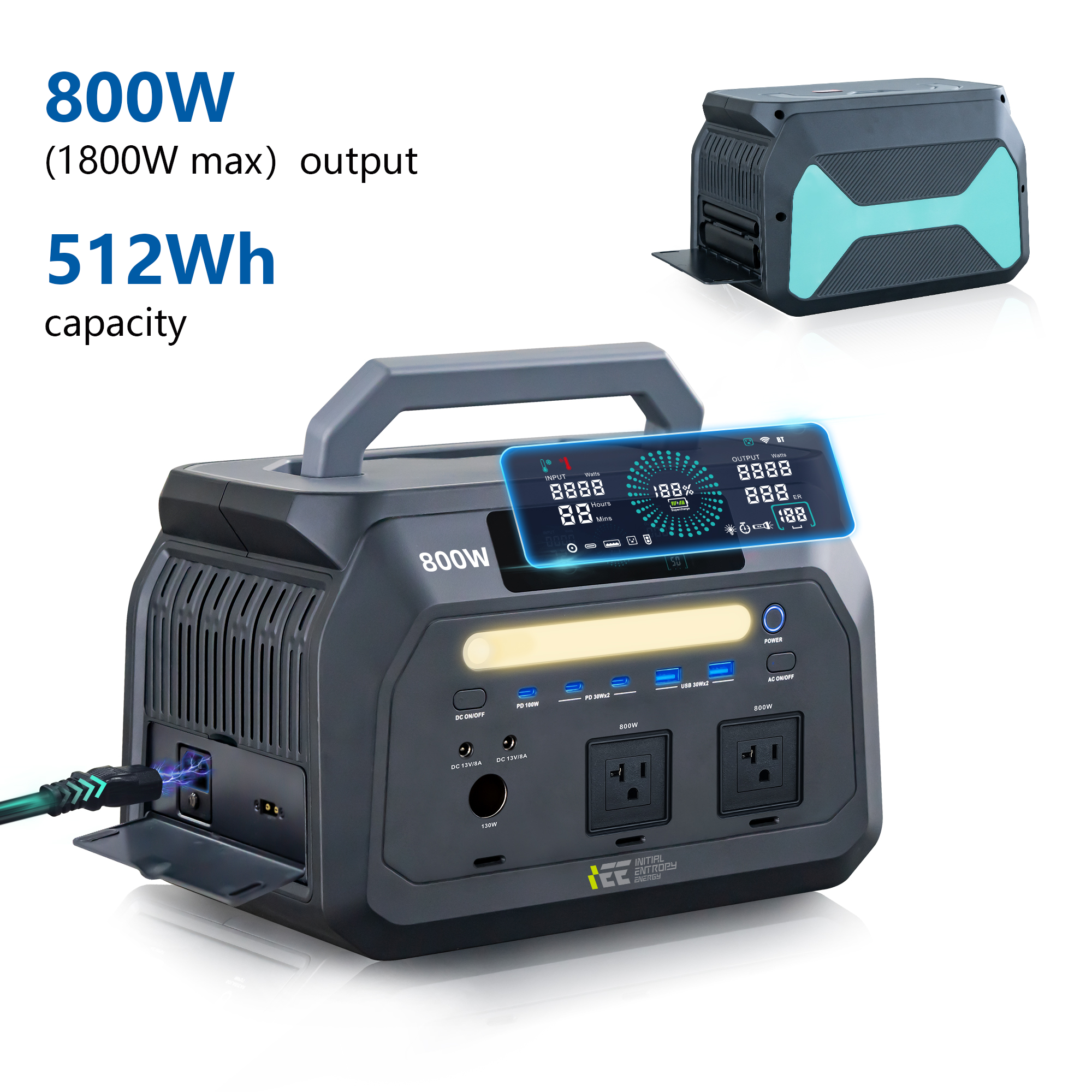 Outdoor Camping Outlet - IEE P800 Portable Power Station, 512Wh