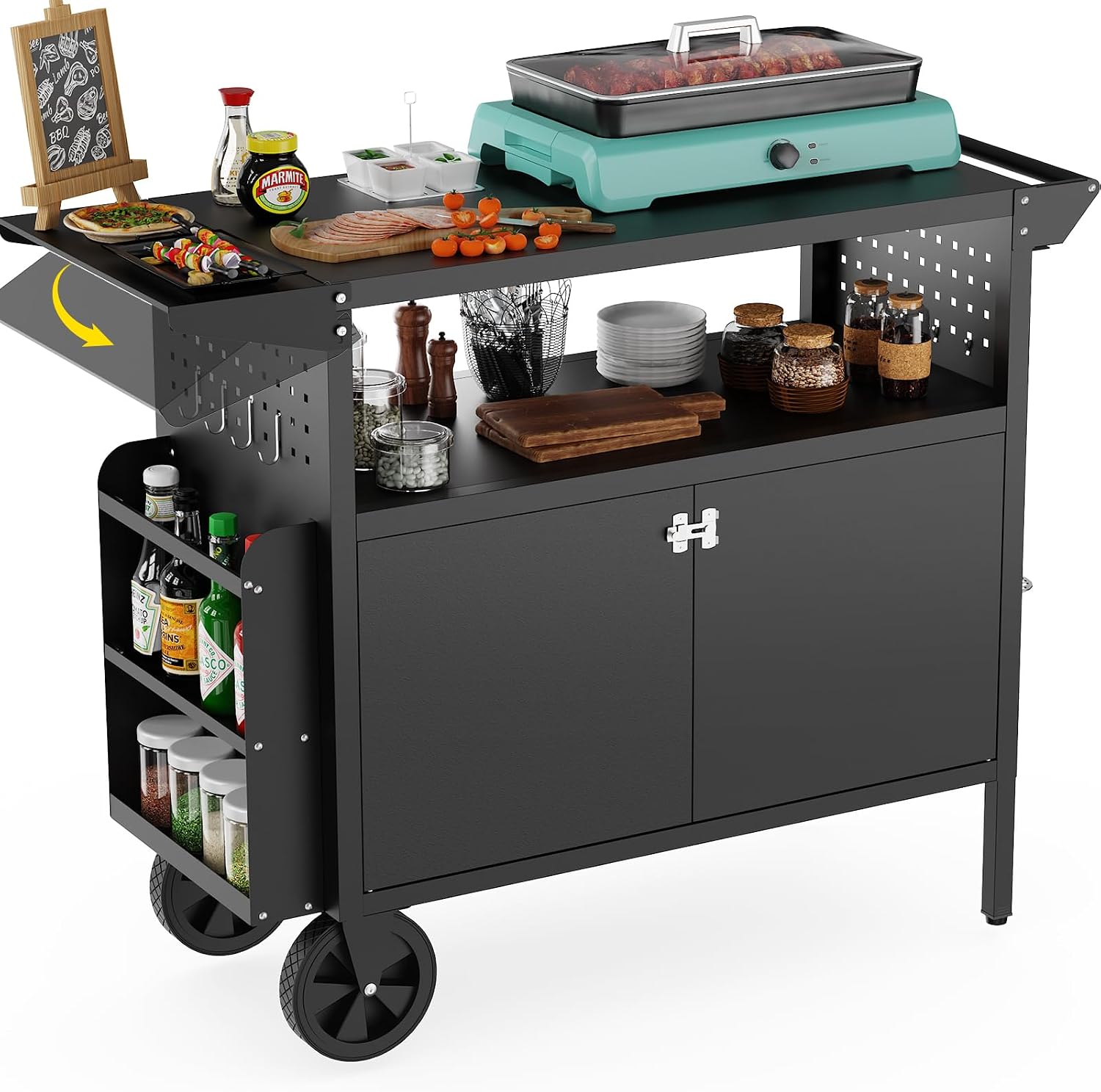 Outdoor Camping Food - Outdoor Grill Cart Table With Storage