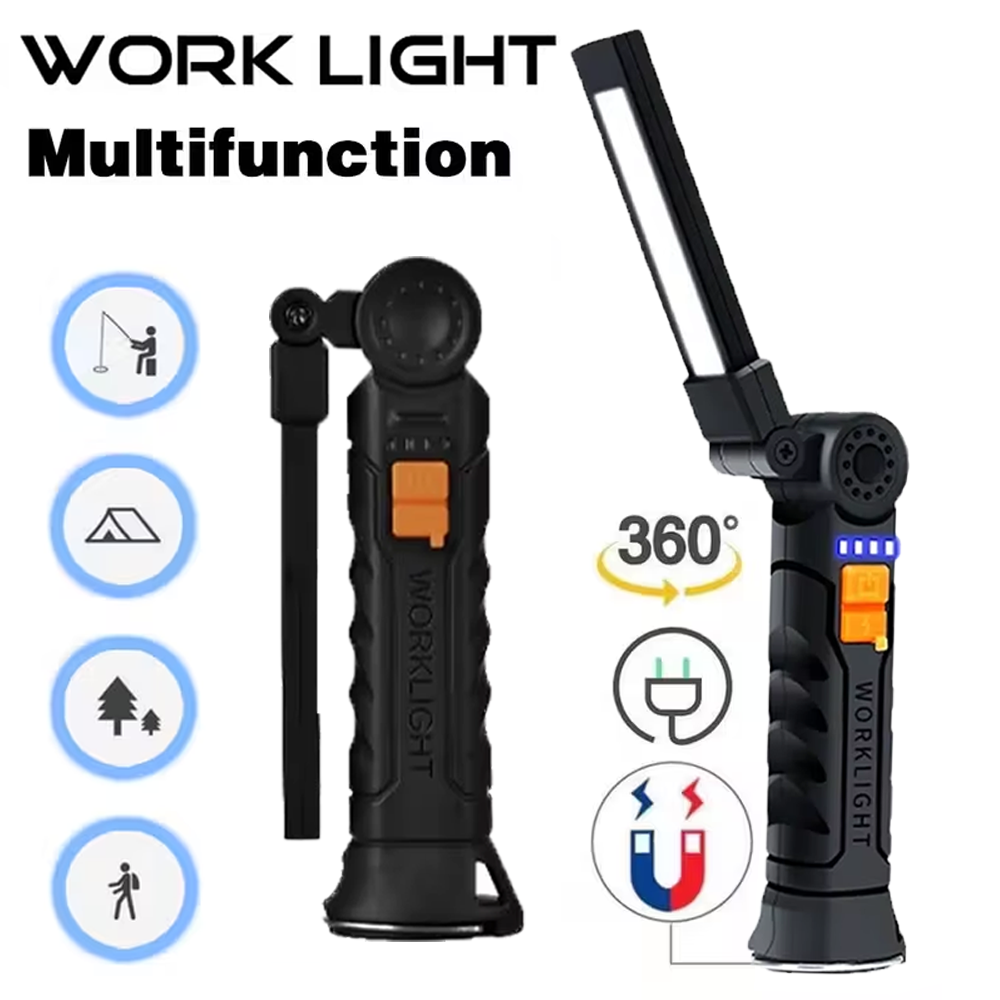 Outdoor Camping Decor - Portable COB LED Flashlight USB Rechargeable