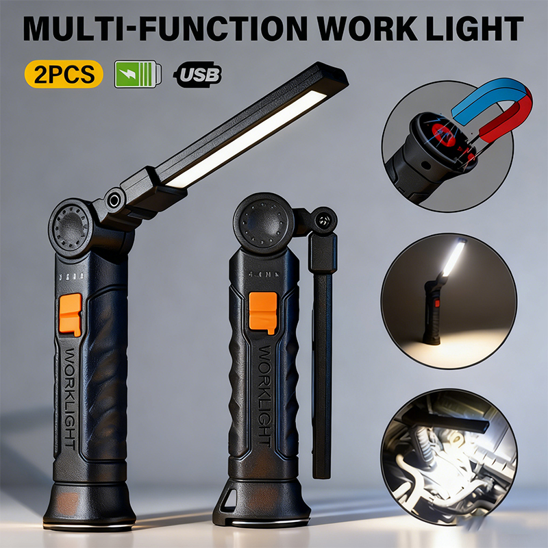 Outdoor Camping Decor - Portable COB LED Flashlight USB Rechargeable