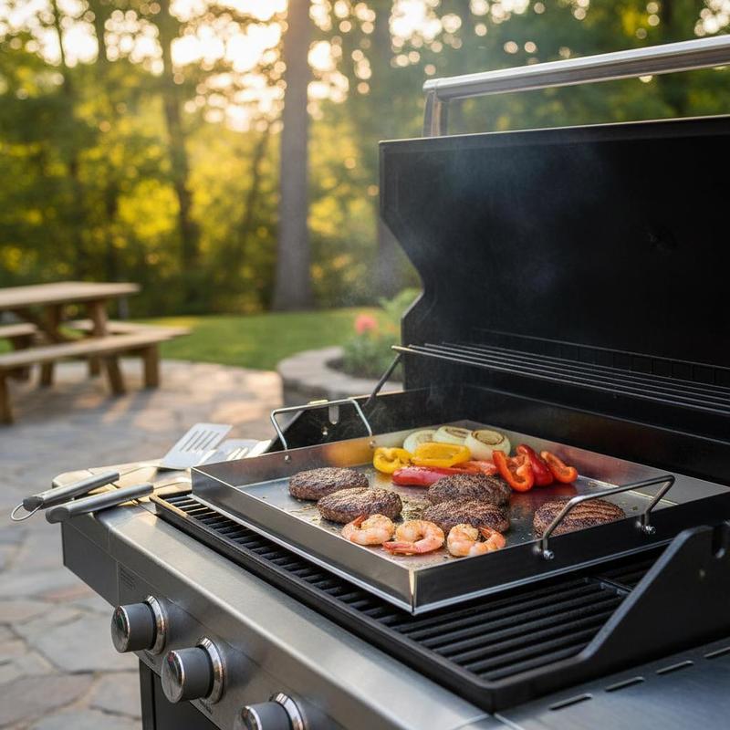 Outdoor Camping Food - Universal Flat Top Griddle 18x16 Inch
