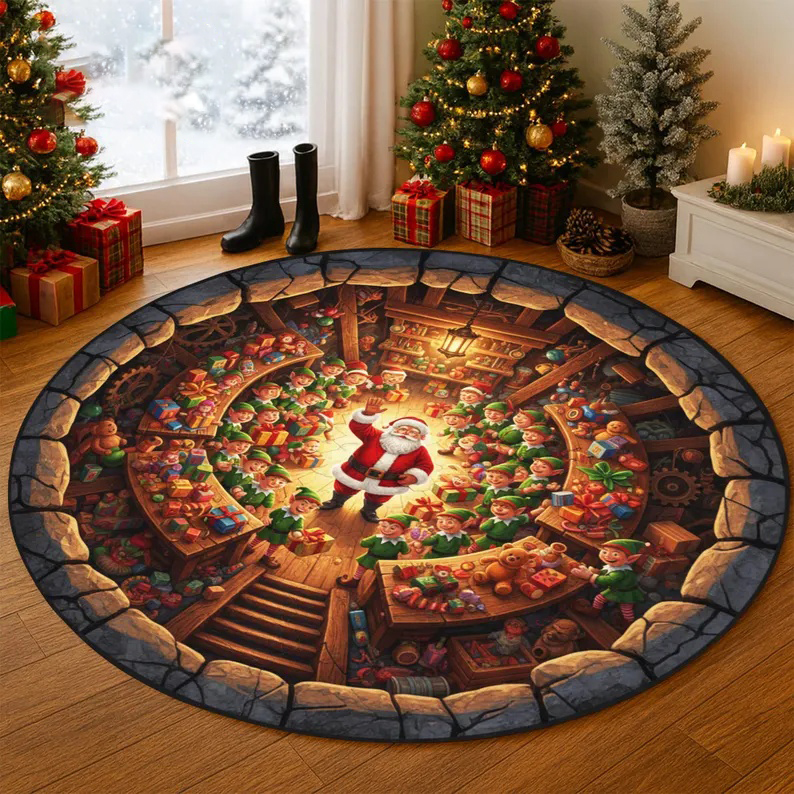 Outdoor Camping In Texas - Texas Star Area Rug Round Brown
