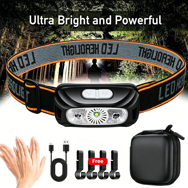 Outdoor Camping Decor - Strong Light Headlamp Portable LED Sensor
