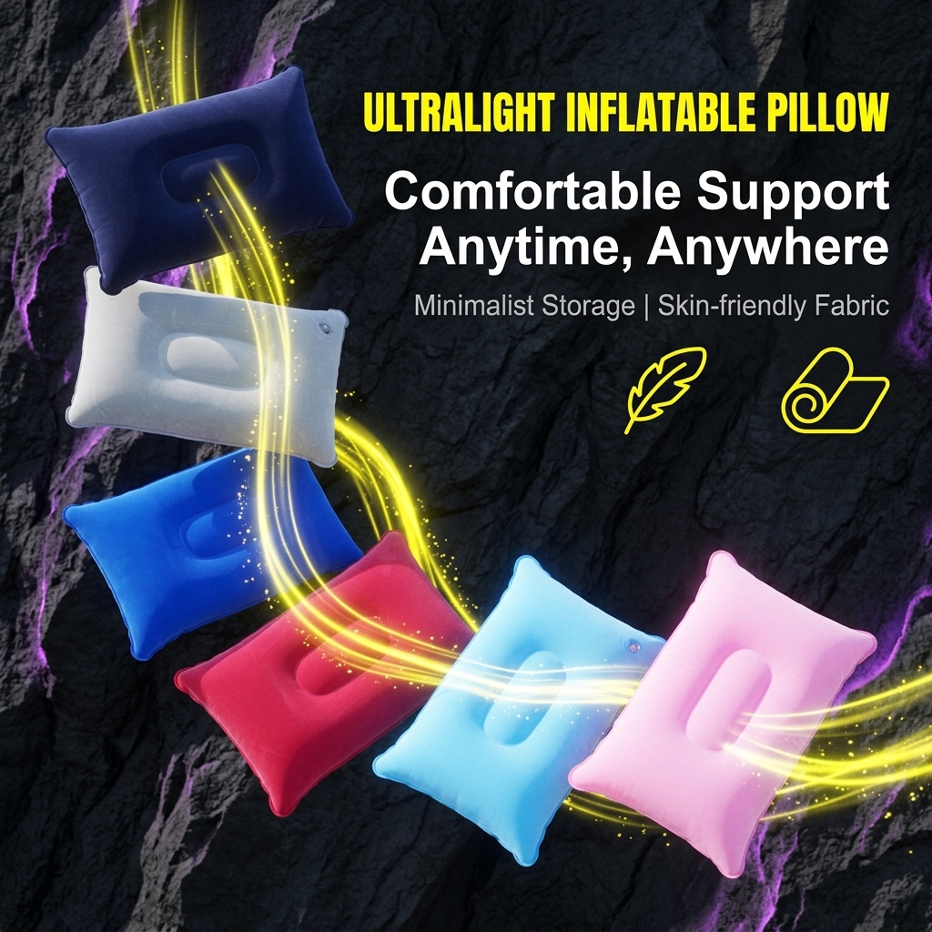 Outdoor Camping Mattress - Inflatable Travel Pillow, Portable Foldable Air
