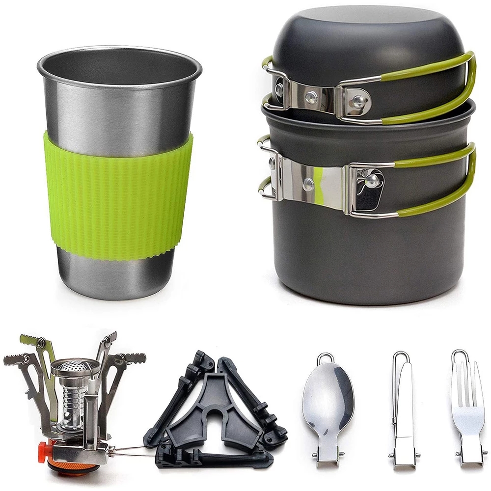 Outdoor Camping Kitchen Table - Camping Cookware Kit with Stove Outdoor