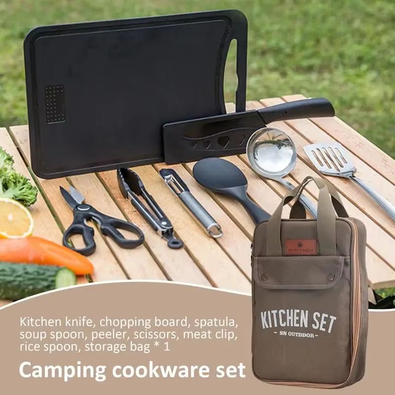 8pcs Camping Kitchen Cookware  - Outdoor Camping Kitchen Table ulasan dan harga