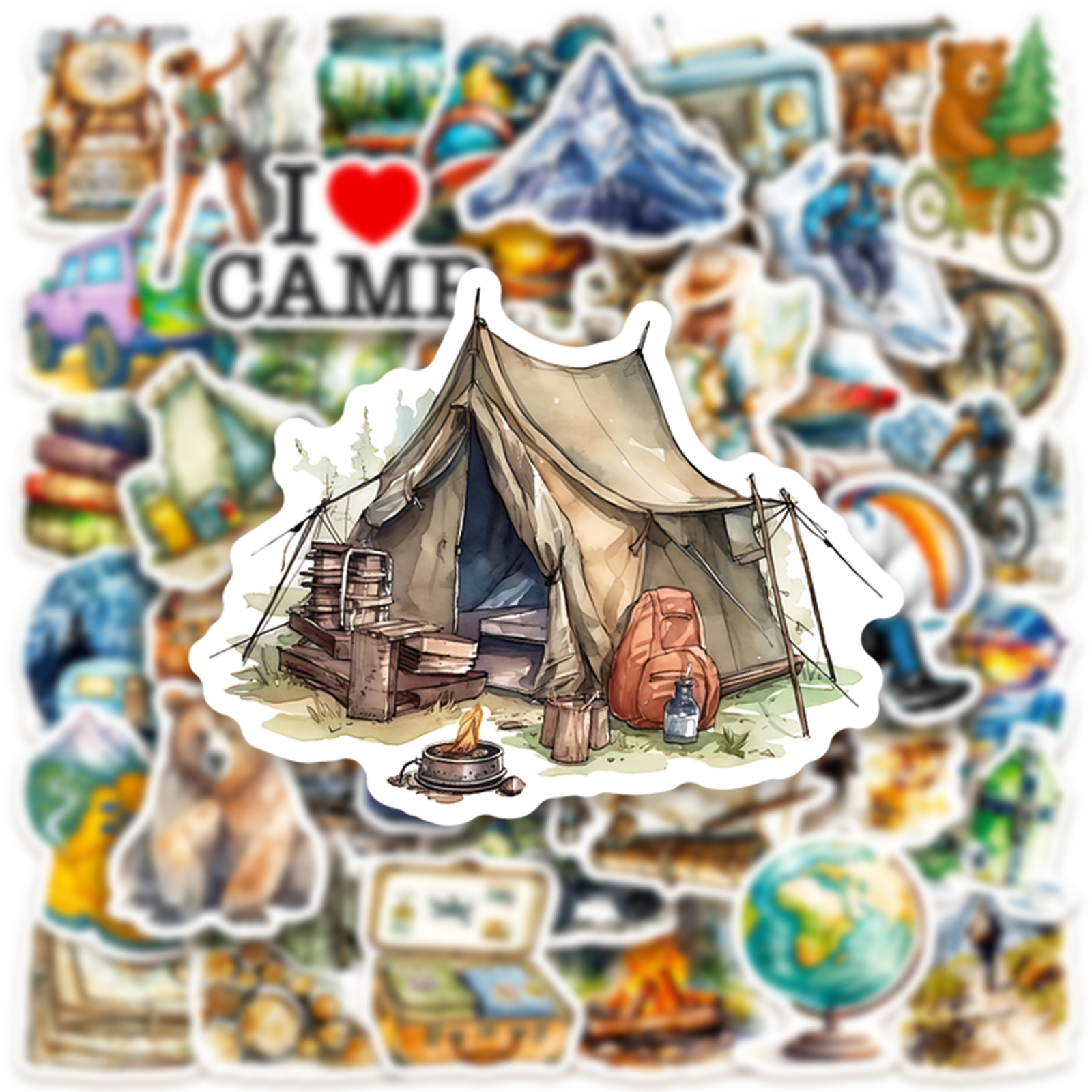 10/50PCS Travel Cartoon Sticke - Outdoor Camping Kids Activities ulasan dan harga