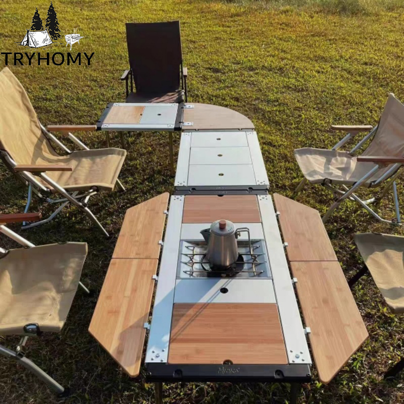 Tryhomy IGT Table Bamboo Exten - Outdoor Camping Kitchen Table ulasan dan harga