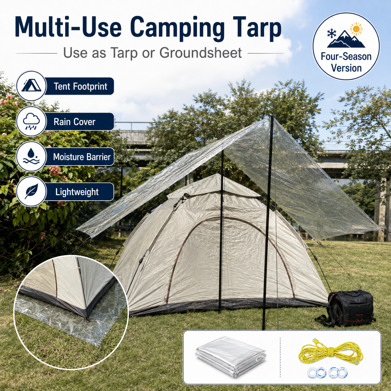 Ultralight Transparent Tent Gr - Ultralight Ground Sheet ulasan dan harga