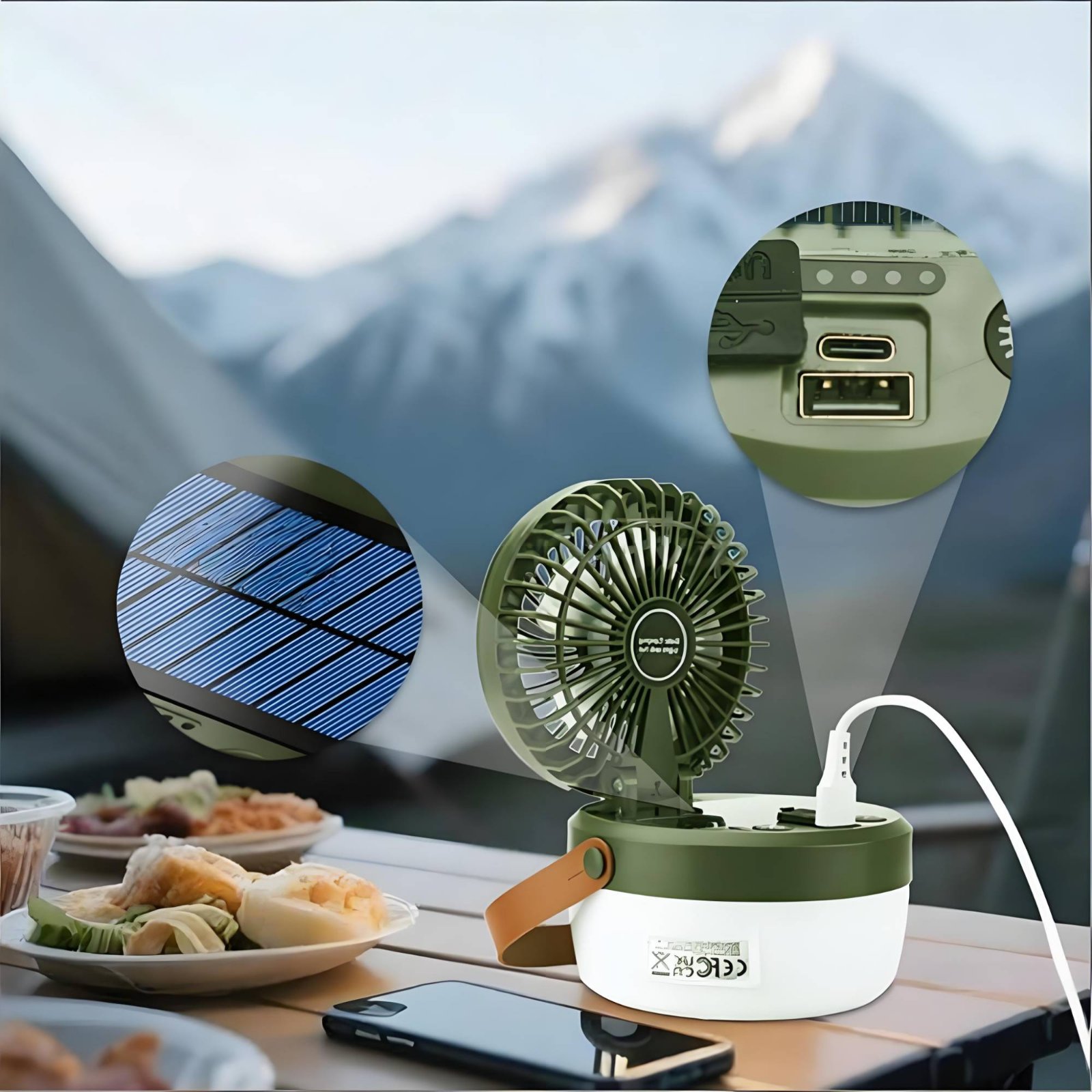 Solar Camping Fan Lantern Fold - Outdoor Camping Gear ulasan dan harga