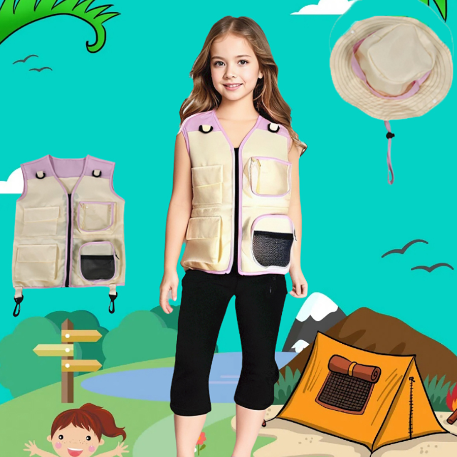 Children Explorer Vest Hat Sui - Outdoor Camping Kids Activities ulasan dan harga