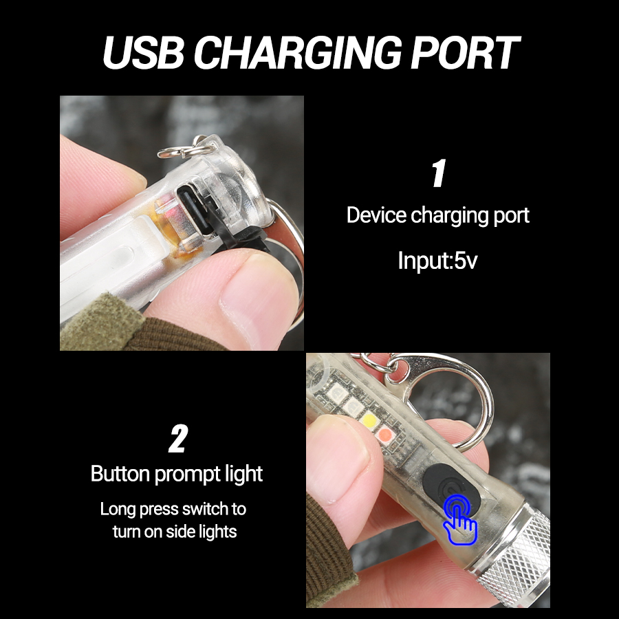 Mini Keychain Flashlight USB R - Outdoor Camping Decor ulasan dan harga