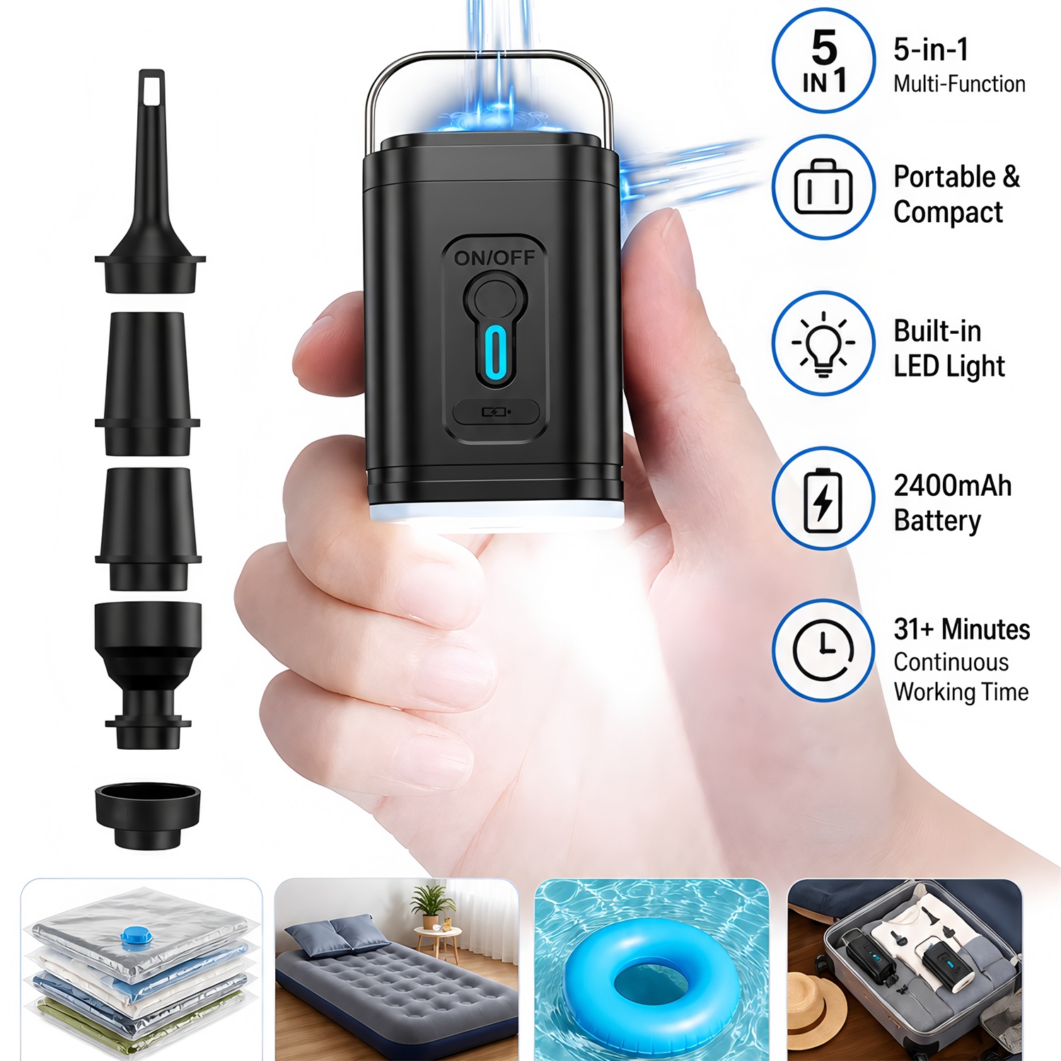 Portable Electric Air Pump Inf - Outdoor Camping Mattress ulasan dan harga